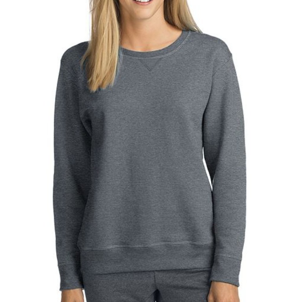 Hanes EcoSmart Ladies Crew Sweatshirt - Light Gray - Picture 3 of 3
